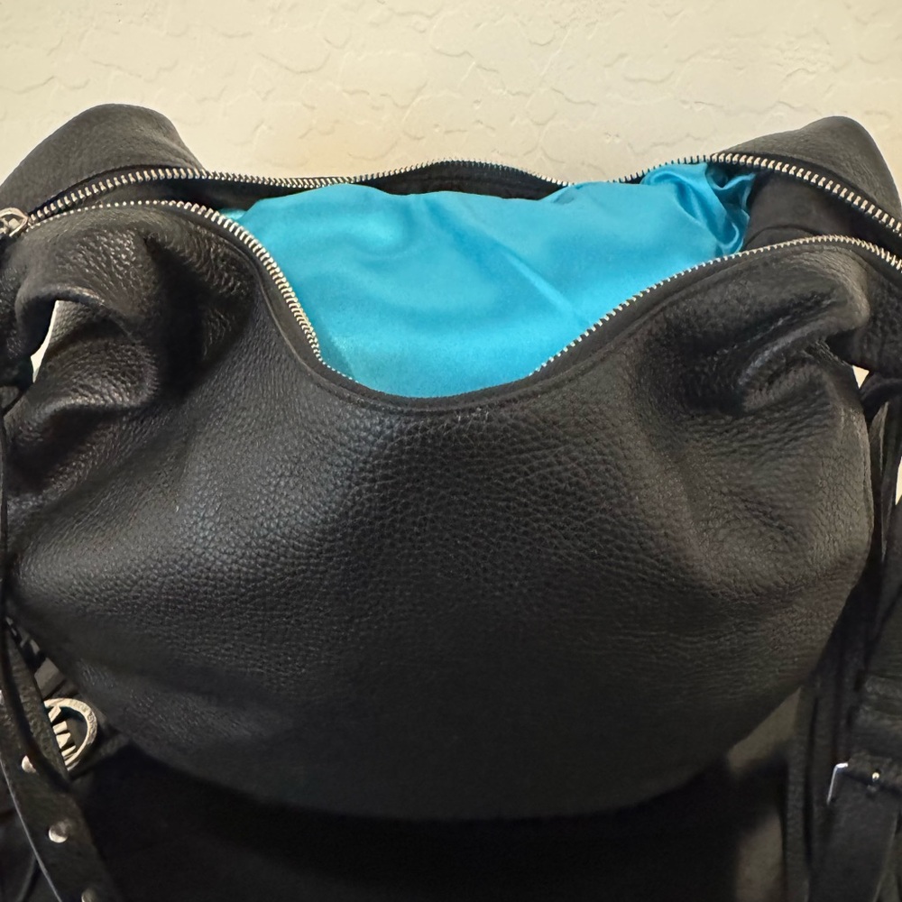 Michael Kors Black Leather Hobo Bag with Fringe - Picture 6 of 9